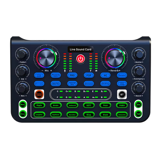 Sound Mixer Board Live Sound Card for Live Streaming Voice Changer Sound Card with Sound Effects,Audio Mixer for Music Recording